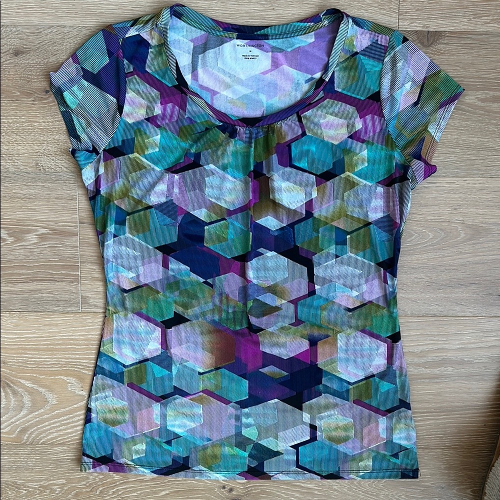 Fitted Cap Sleeve Polo T-shirt in Purple and Blue
